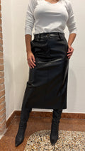 Gonna Longuette in ecopelle intrecciata