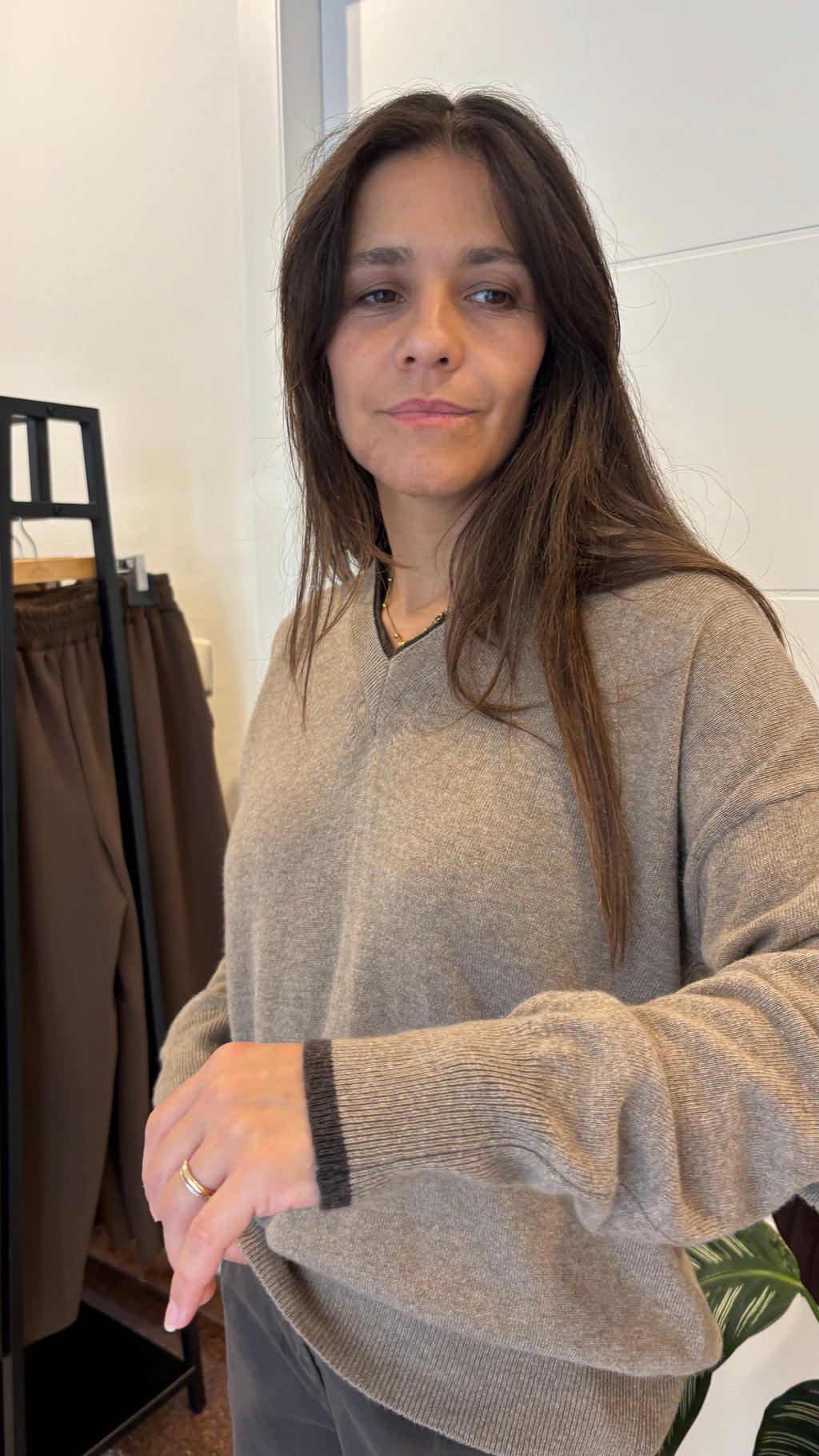 Maglia Scollo V Bicolor