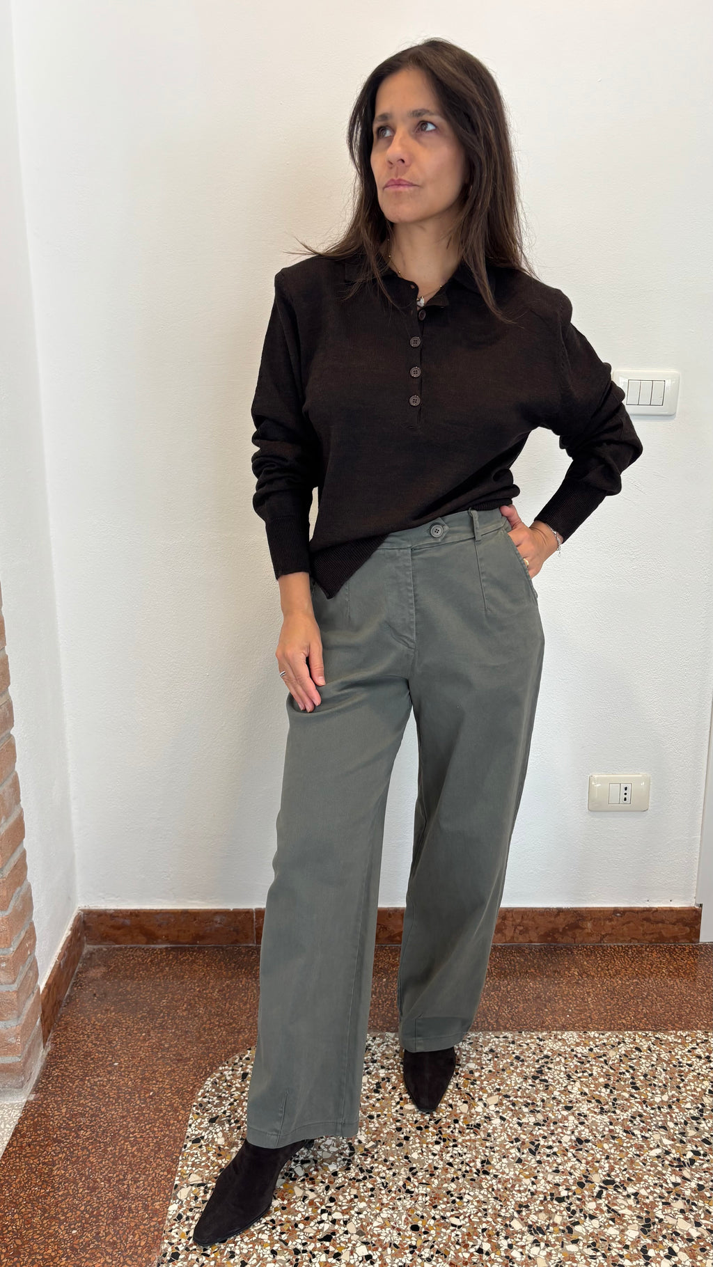 Pantalone ovetto in gabardina