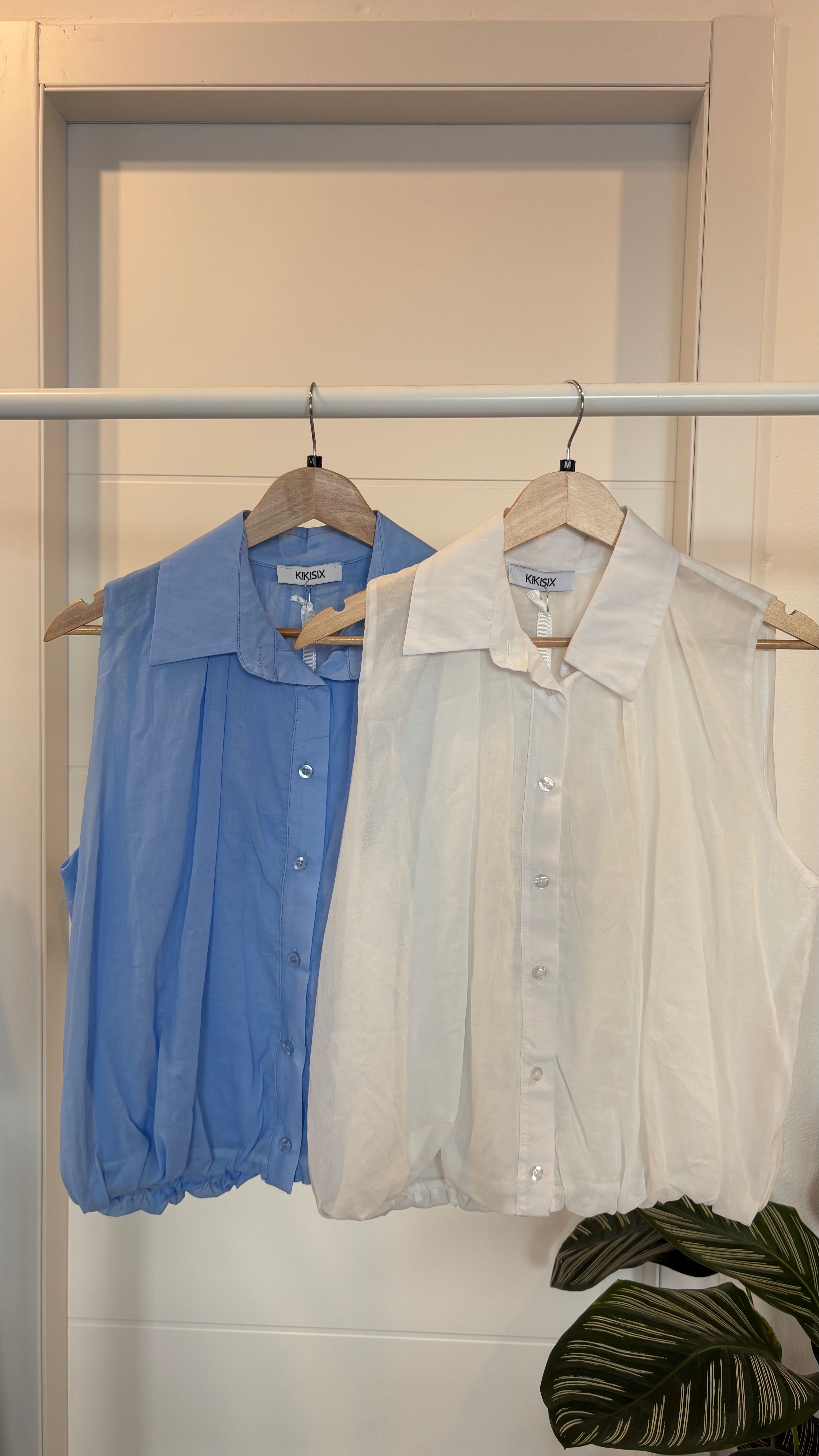 Camicia smanicata balloon in musso